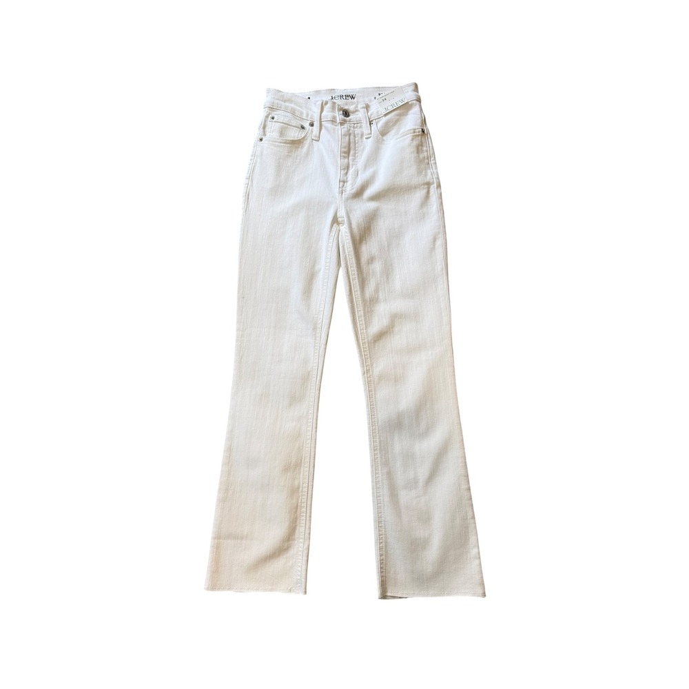 J.Crew 9 Demi Boot Crop Jeans White High Rise Raw Hem BQ301 Womens Size 0 24 NWT